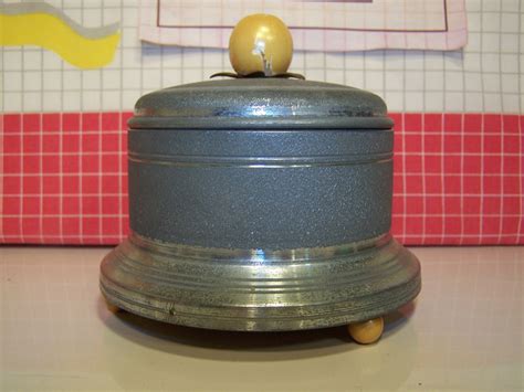 vintage round metal powder music box for sale 